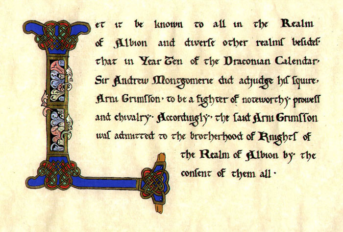 Knighthood Scroll